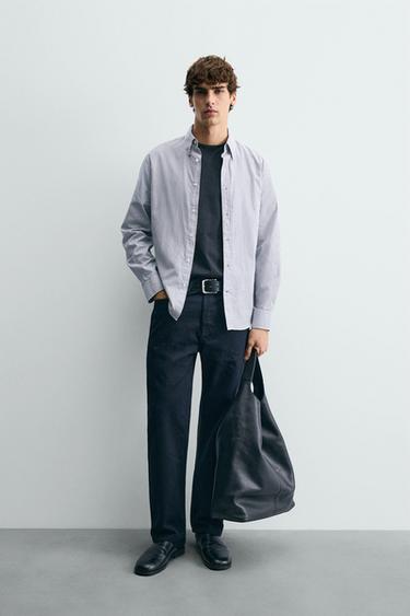 CAMISA ESTRUCTURA RAYAS - Blanco / Gris de Zara - Imagen 0