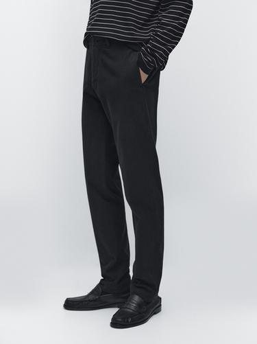 Zara Cotton blend slim fit trousers - Navy blue