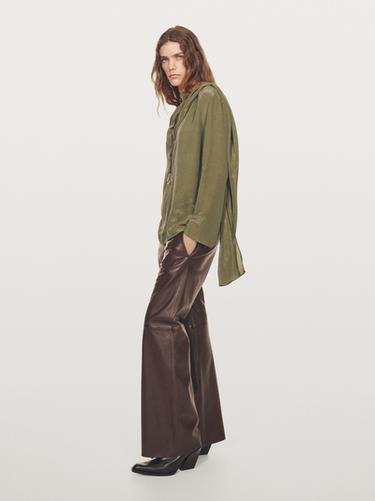 Zara Flowing blouse with voluminous collar - Green