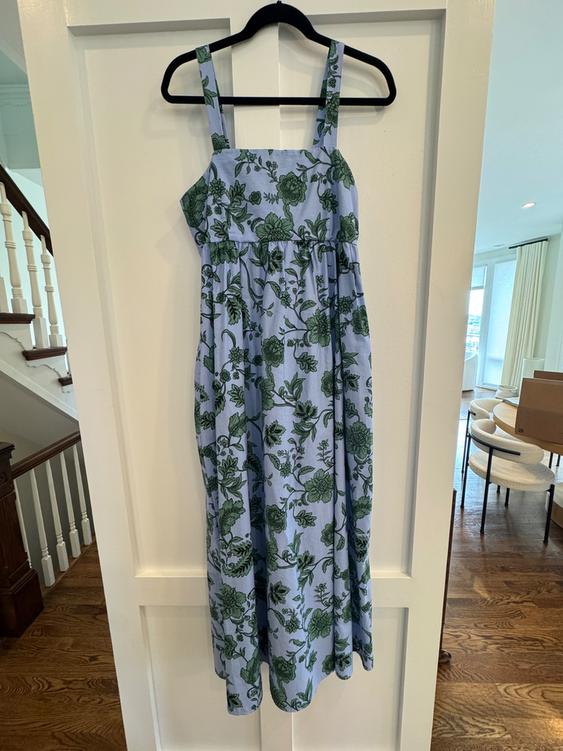 zara blue and green floral dress PRINT SECOND HAND creating an oh