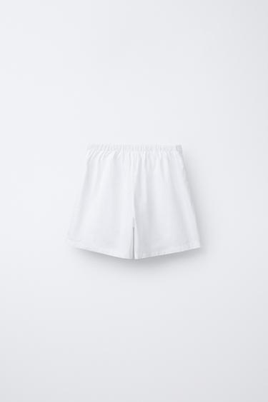 EMBROIDERED FLOWER POPLIN BERMUDA SHORTS - White by Zara - Image 1