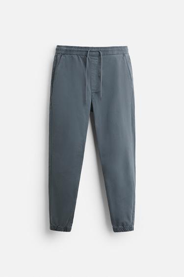 PANTALÓN LAVADO CINTURA JOGGER - Azul pato de Zara