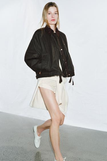 ZW COLLECTION WAXED JACKET - Khaki by Zara