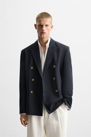 DOUBLE-BREASTED BLAZER - Dark navy by Zara