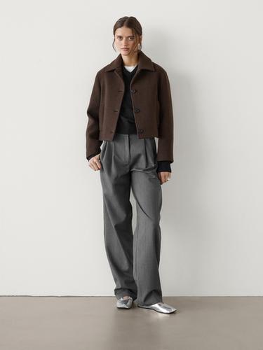 Zara Short wool blend jacket - Chocolate - Image 0