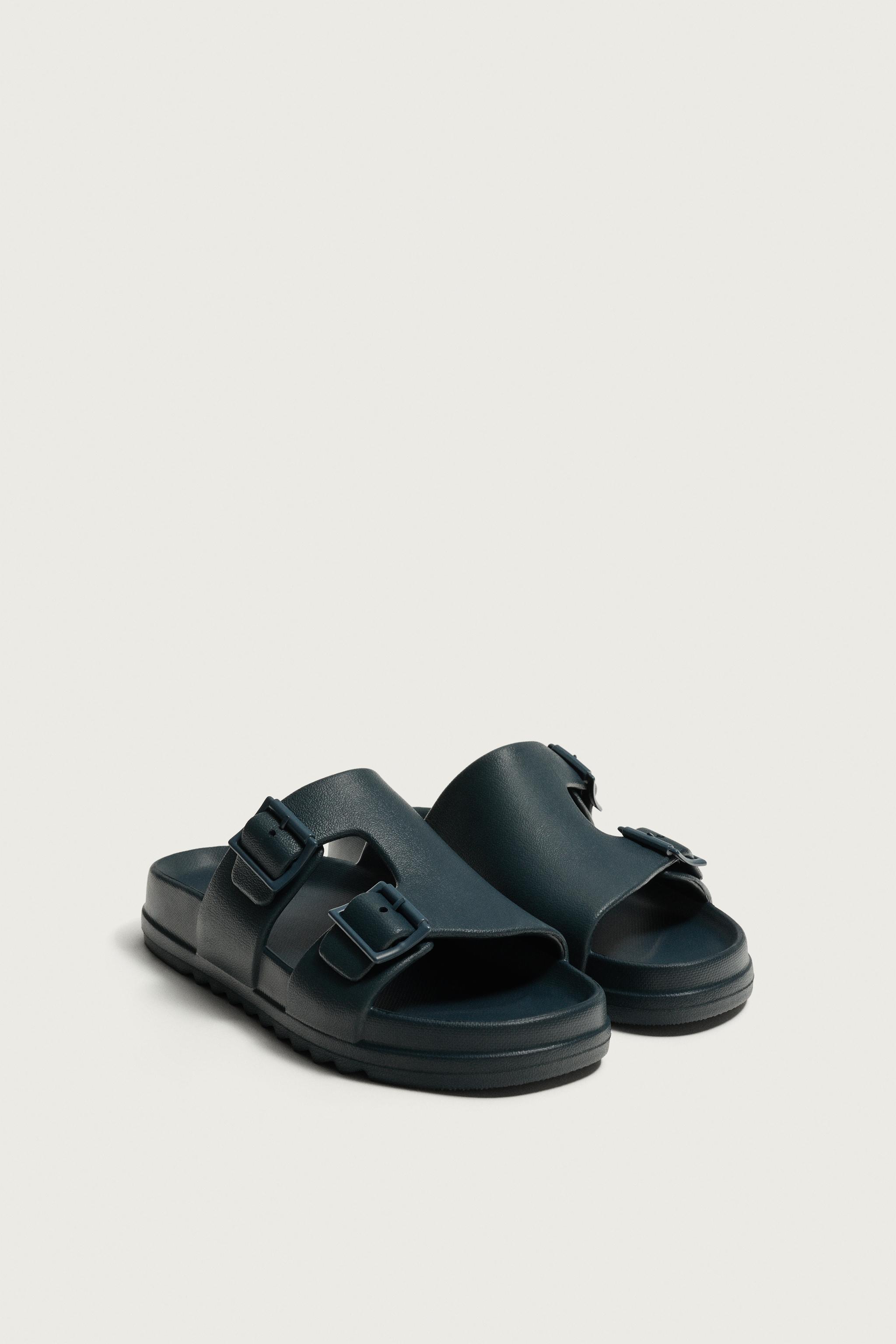 RUBBERIZED DOUBLE STRAP SANDALS — Blue (alternate view)