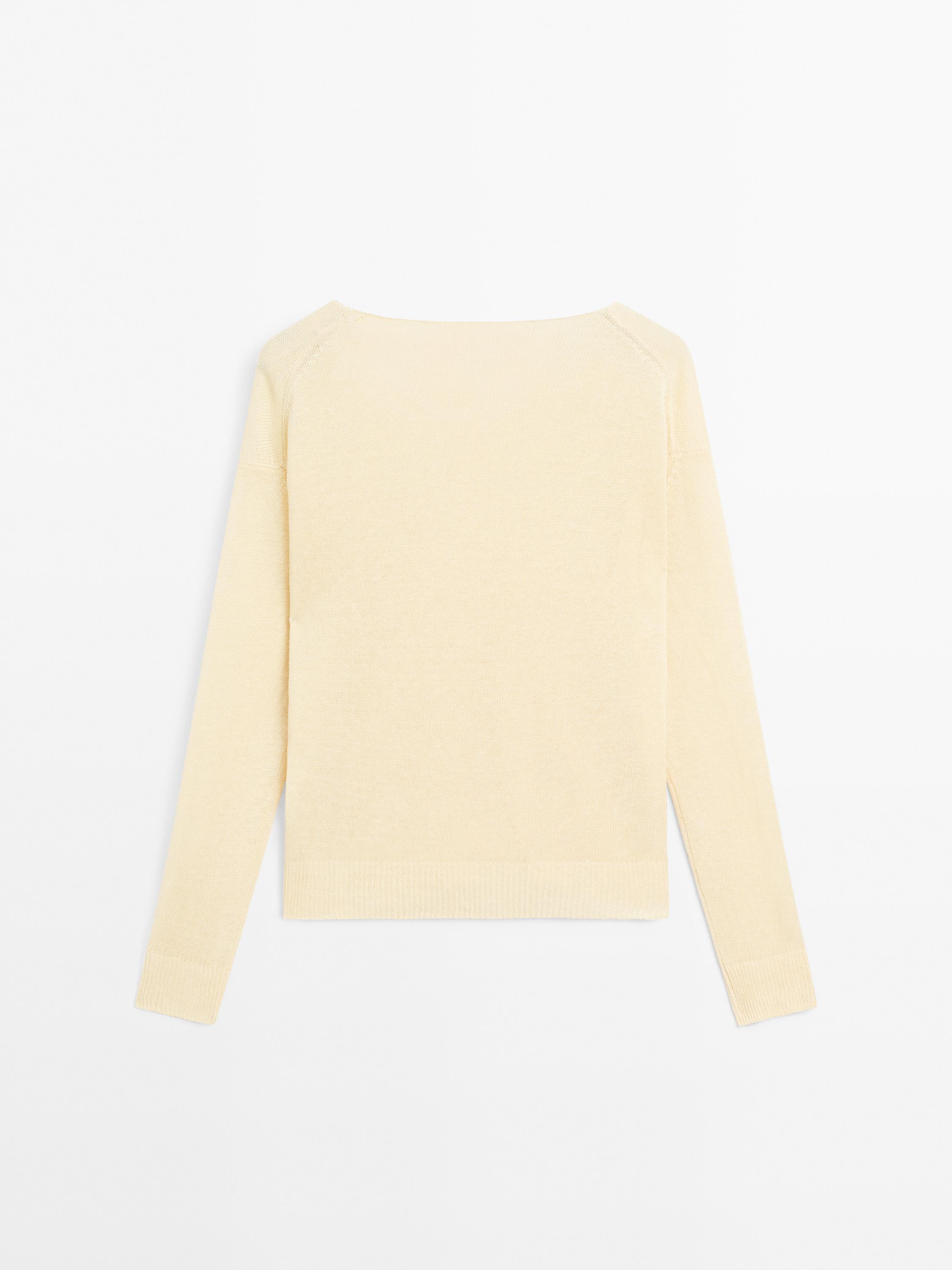 Pull en maille 100 % lin à manches longues