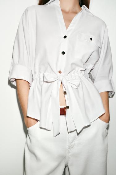 POPLIN SAFARI SHIRT - White by Zara