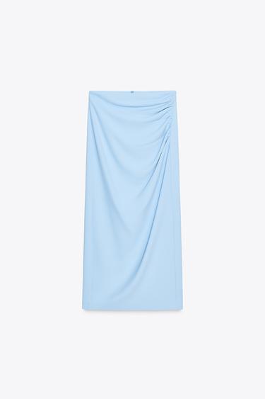 DRAPED MIDI SKIRT - Sky blue by Zara - Image 1