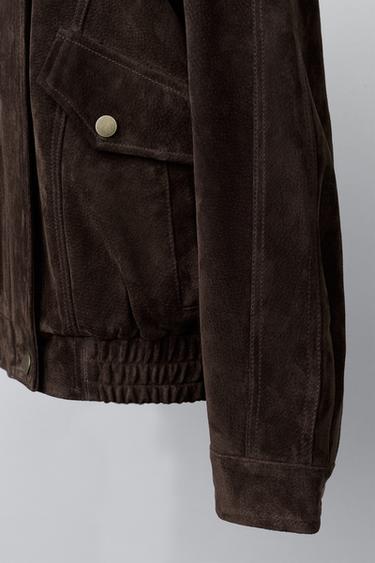 100% LEATHER JACKET - Chocolate by Zara - Image 7