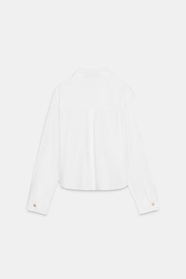 CHEMISE EN POPELINE À BOUTONS BIJOUX - Blanc de Zara - Image 5