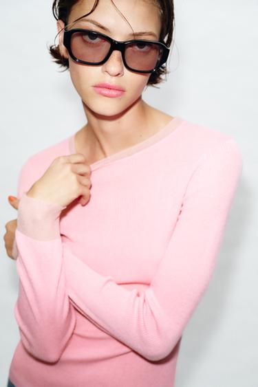 FINE KNIT WOOL BLEND JUMPER - Faded pink by Zara