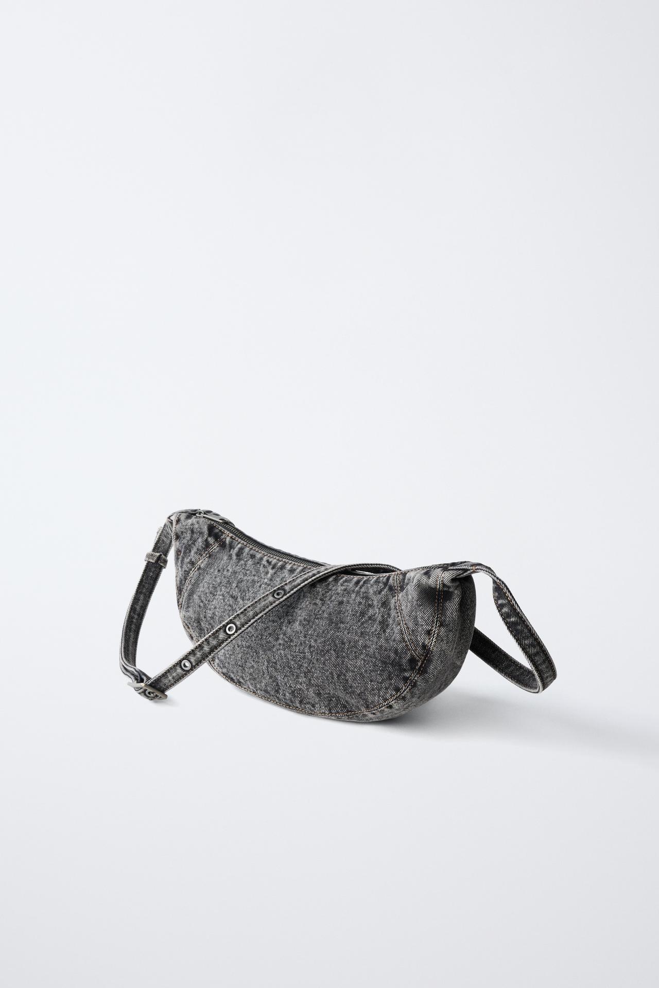 DENIM CROSSBODY BAG — Gray