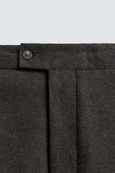REGULAR FIT FLANNEL TROUSERS - Brown by Zara - Image 8