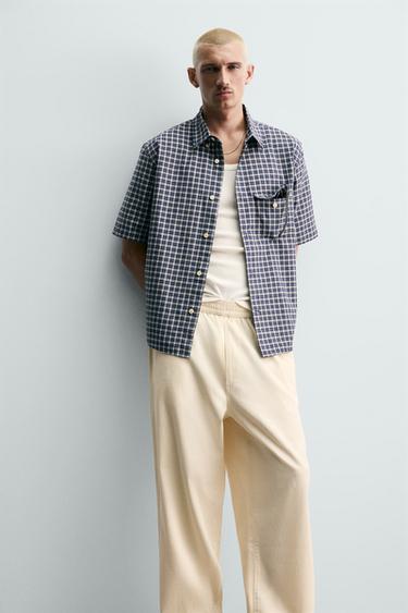 PANTALON COUPE DÉCONTRACTÉE À CHEVRONS - Beige clair de Zara - Image 5