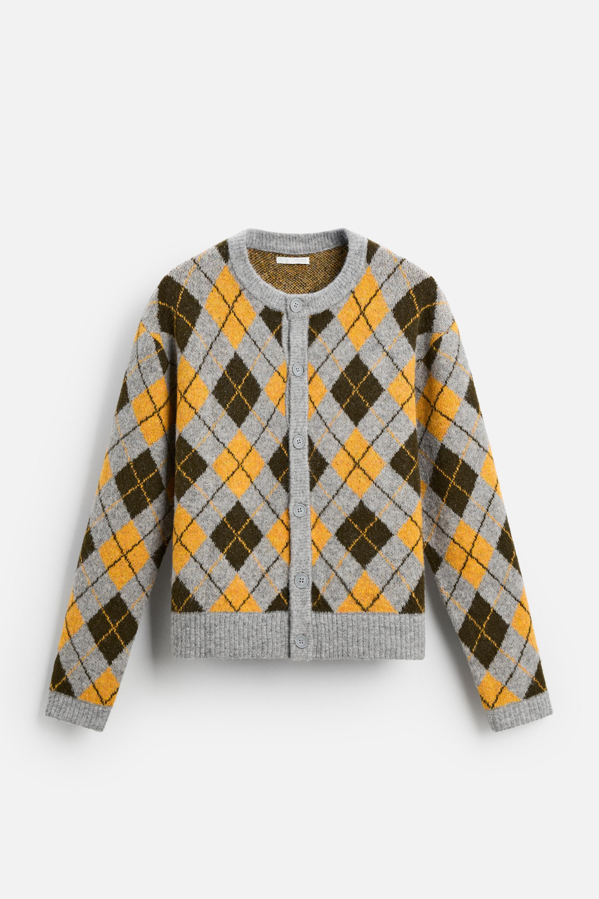 ひし形ジャカードカーディガン - グレー | ZARA Japan / 日本