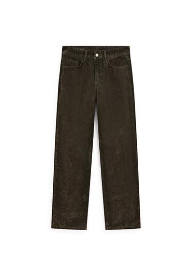 Zara Low-rise straight-leg flocked jeans - Khaki