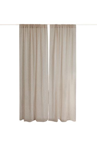 LOW OPACITY LINEN CURTAIN (SET OF 2) - Light beige by Zara