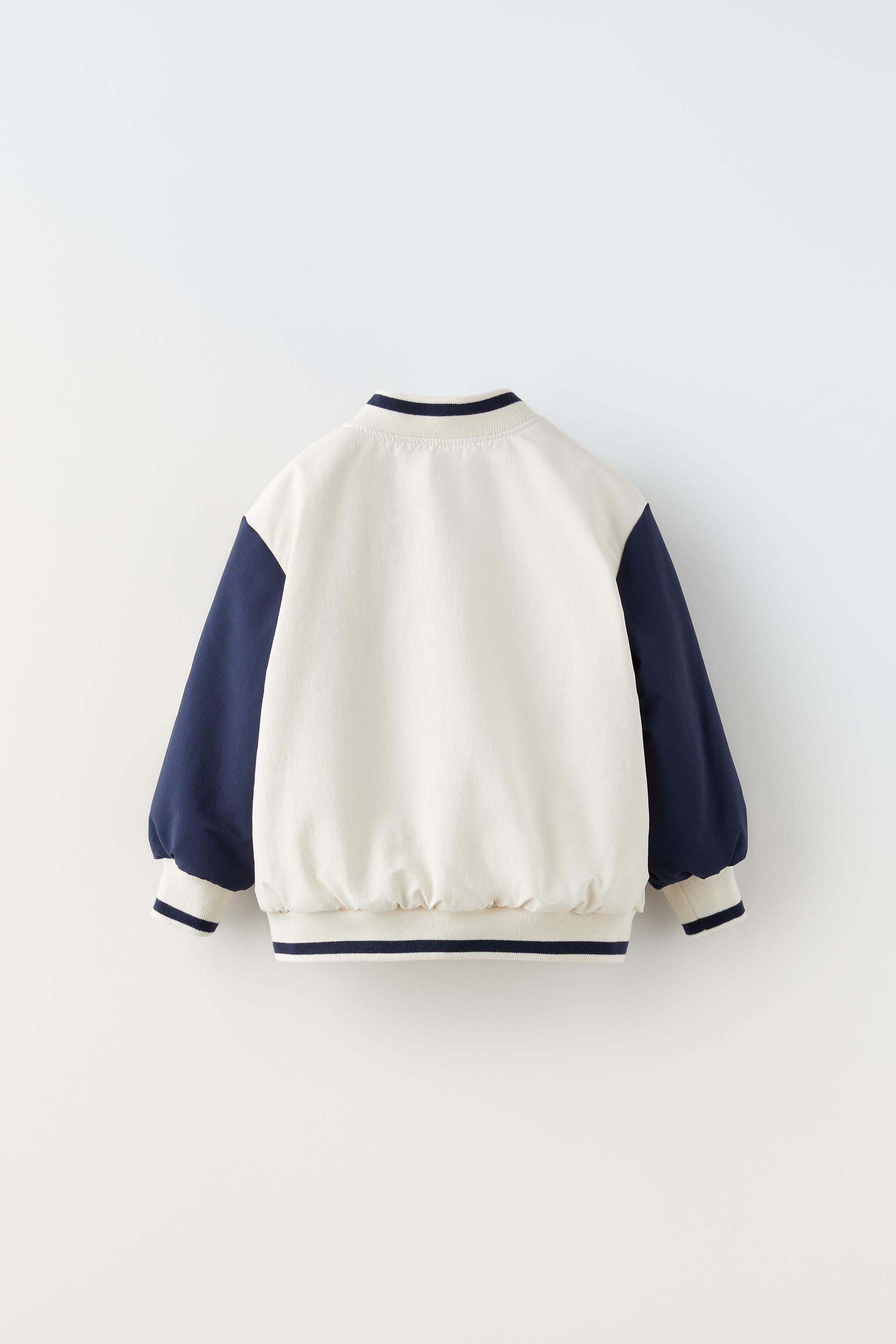 Blue and outlet white bomber jacket