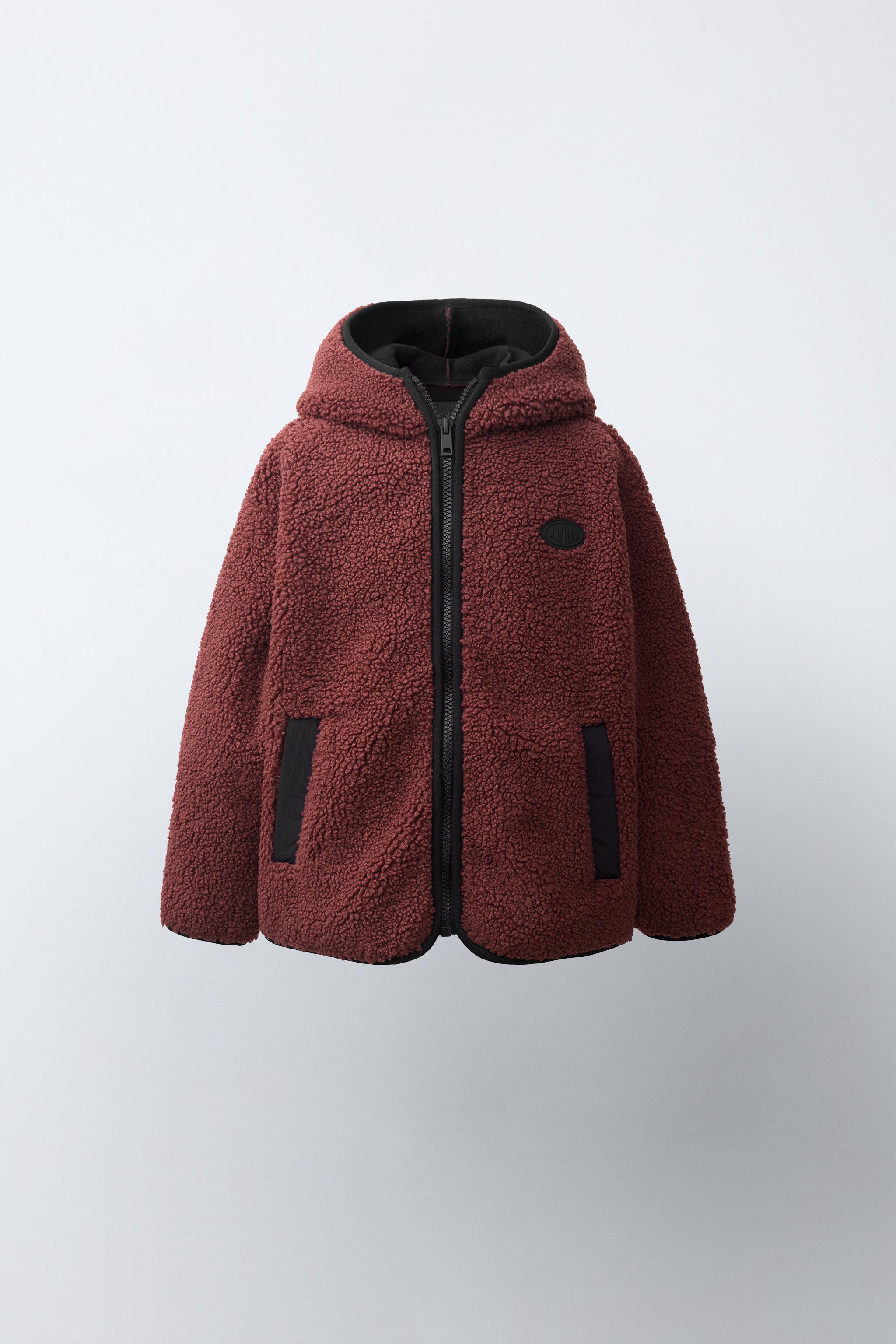 HOODED FAUX SHEARLING JACKET — Reddish