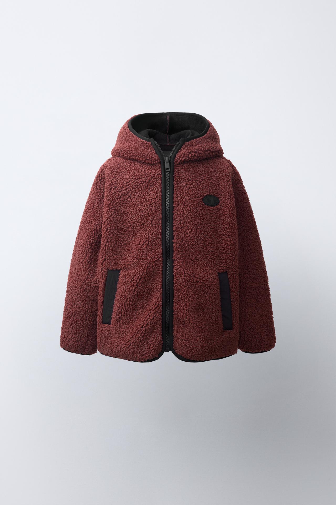 HOODED FAUX SHEARLING JACKET — Reddish