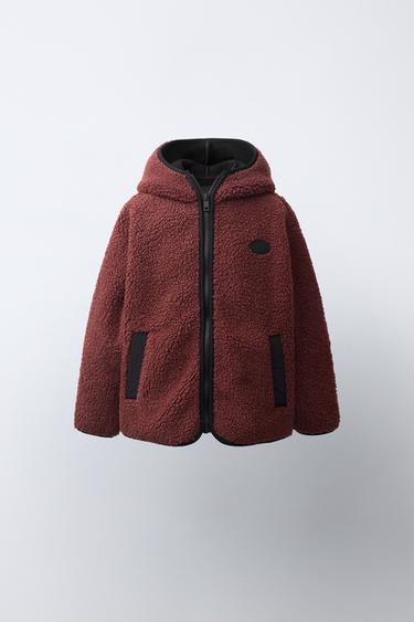 Zara 連帽刷毛外套 - 紅褐色 - 圖片 0