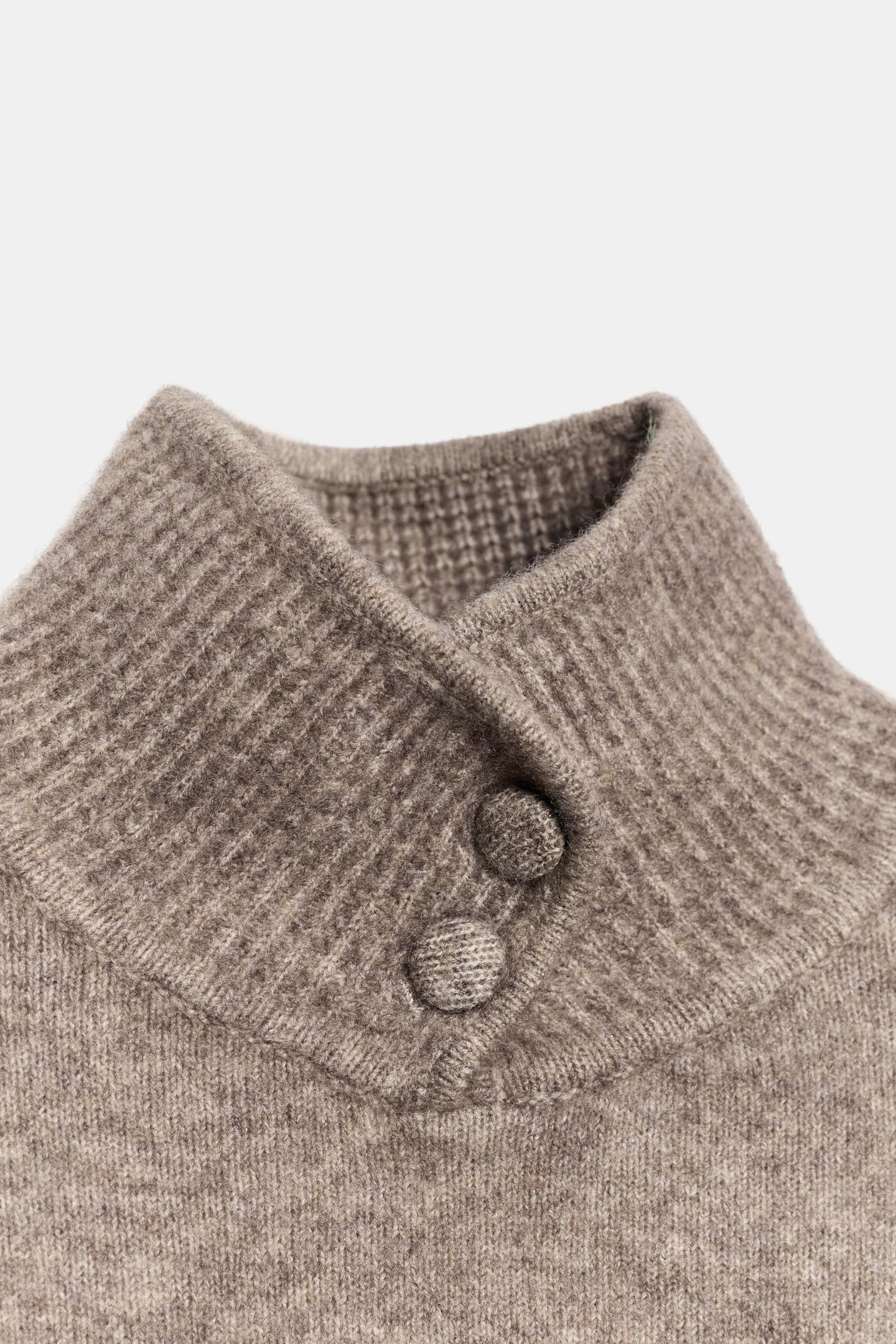 Женский свитер Zara Button Knit High-Neck, цвет: Серо-коричневый коричневый — фото 8