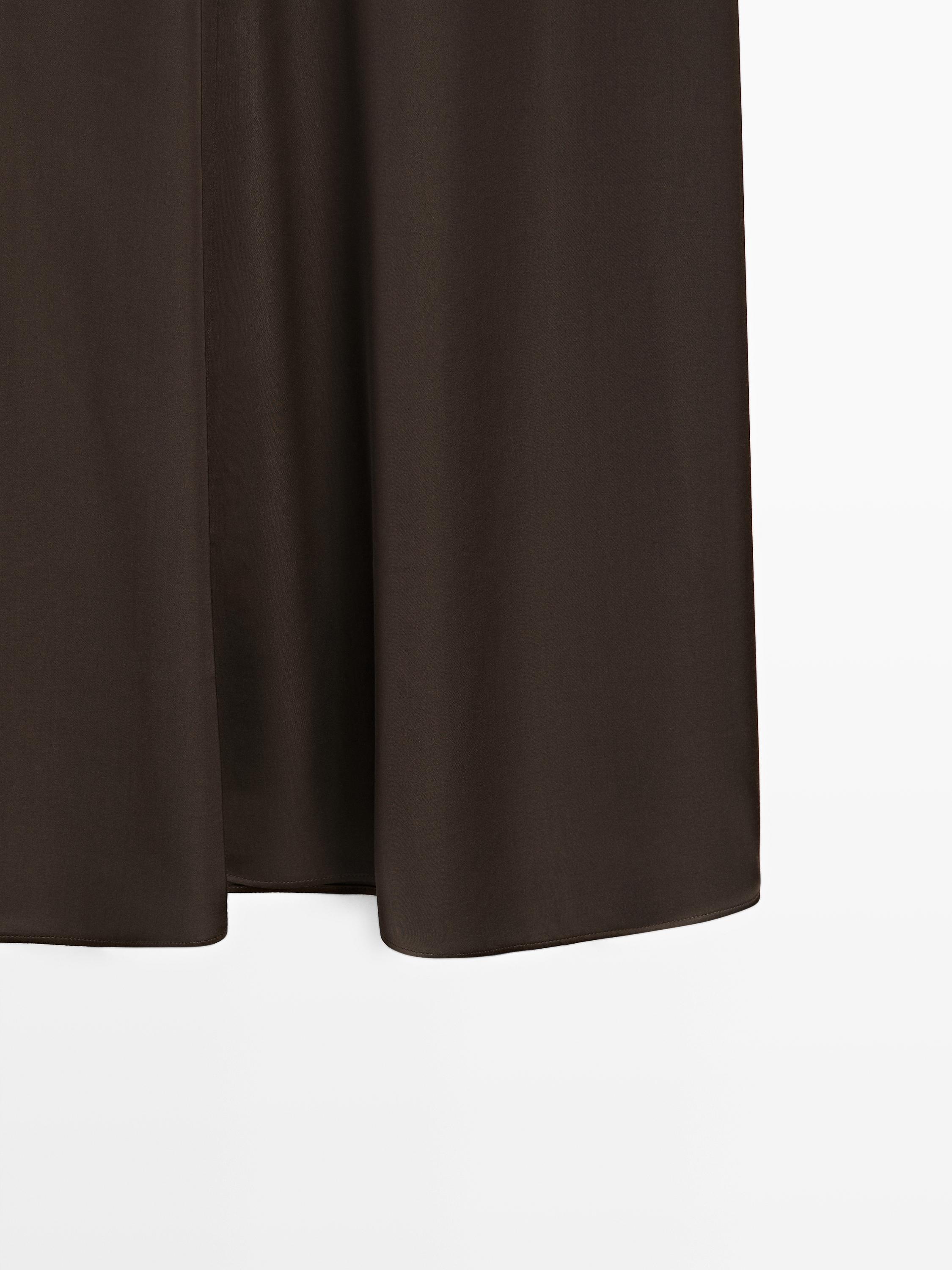 Satin midi skirt with pockets