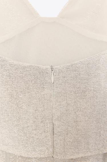 SHORT RUFFLED DRESS - Silver by Zara - Image 7
