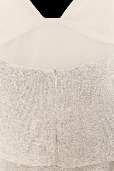 Zara RUFFLED SHORT DRESS - Silver