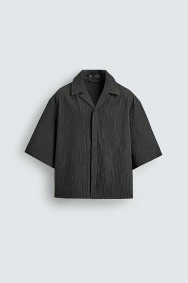 Zara 不規則紋理休閒襯衫 - 深灰色