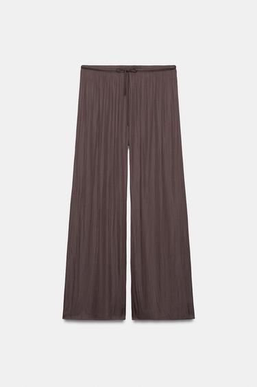 FLUID SATIN TROUSERS - Chocolate by Zara