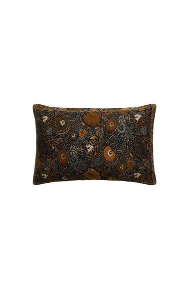 FLORAL JACQUARD CUSHION COVER - Blue by Zara
