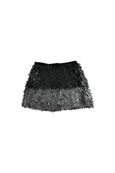 OMBRÉ BLACK AND GUNMETAL MINI SKIRT SIZE SMALL