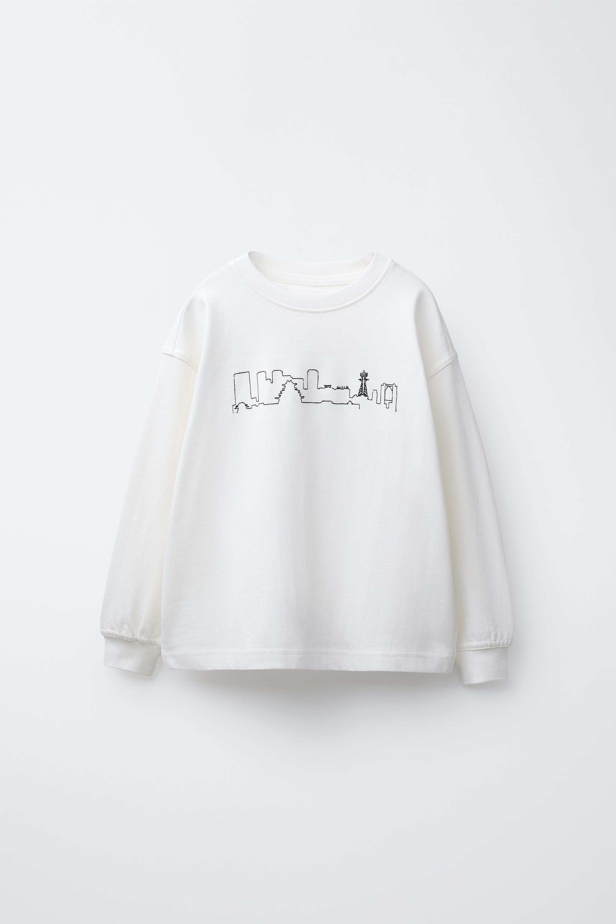 刺繍Tシャツ - オフホワイト | ZARA Japan / 日本