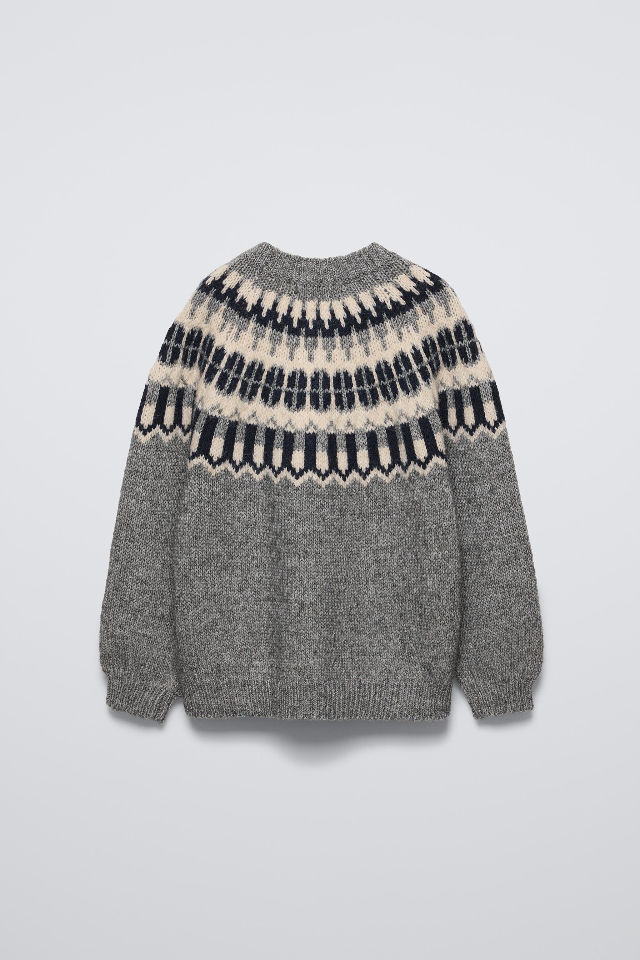 Long sleeve round neck sweater. Print detail at yoke. - Light gray | ZARA  United States