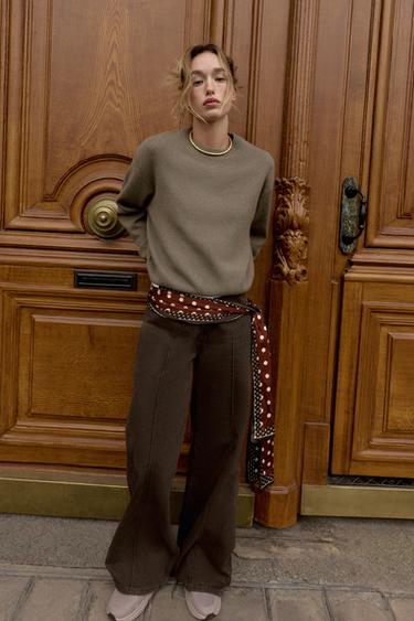 ОДНОТОННИЙ ТРИКОТАЖНИЙ СВЕТР - Mid-mink Zara - Зображення 0