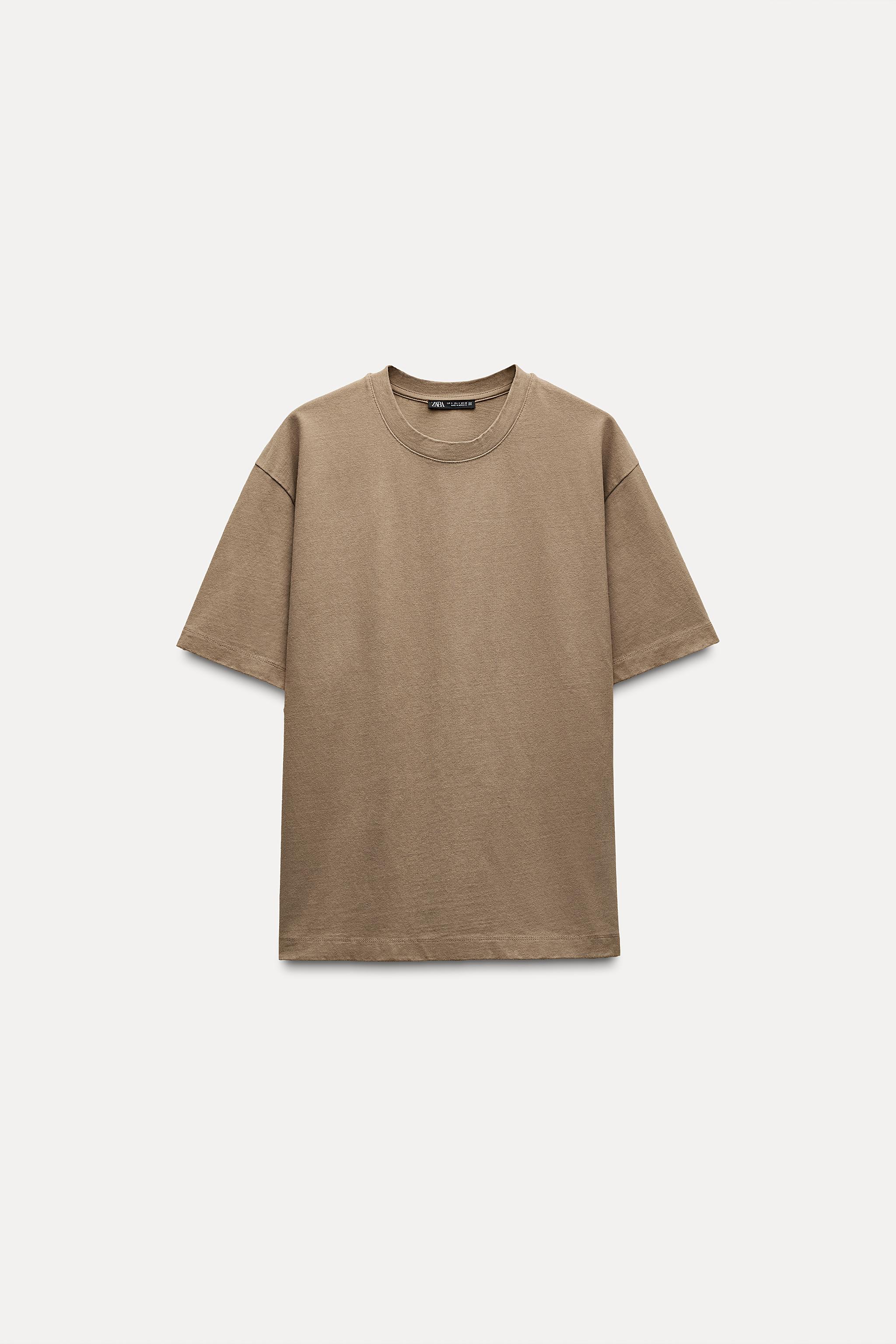 Zara • Sand outlet released fit distressed oversized shirt