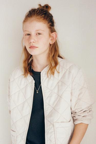 QUILTED JACKET WITH ZIP - Ecru by Zara