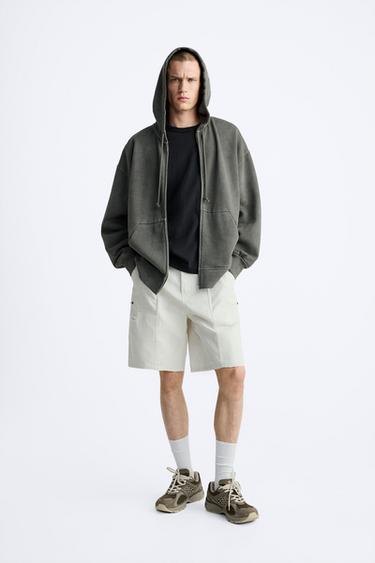BERMUDA DÉLAVÉ DÉCHIRÉ - Blanc cassé de Zara