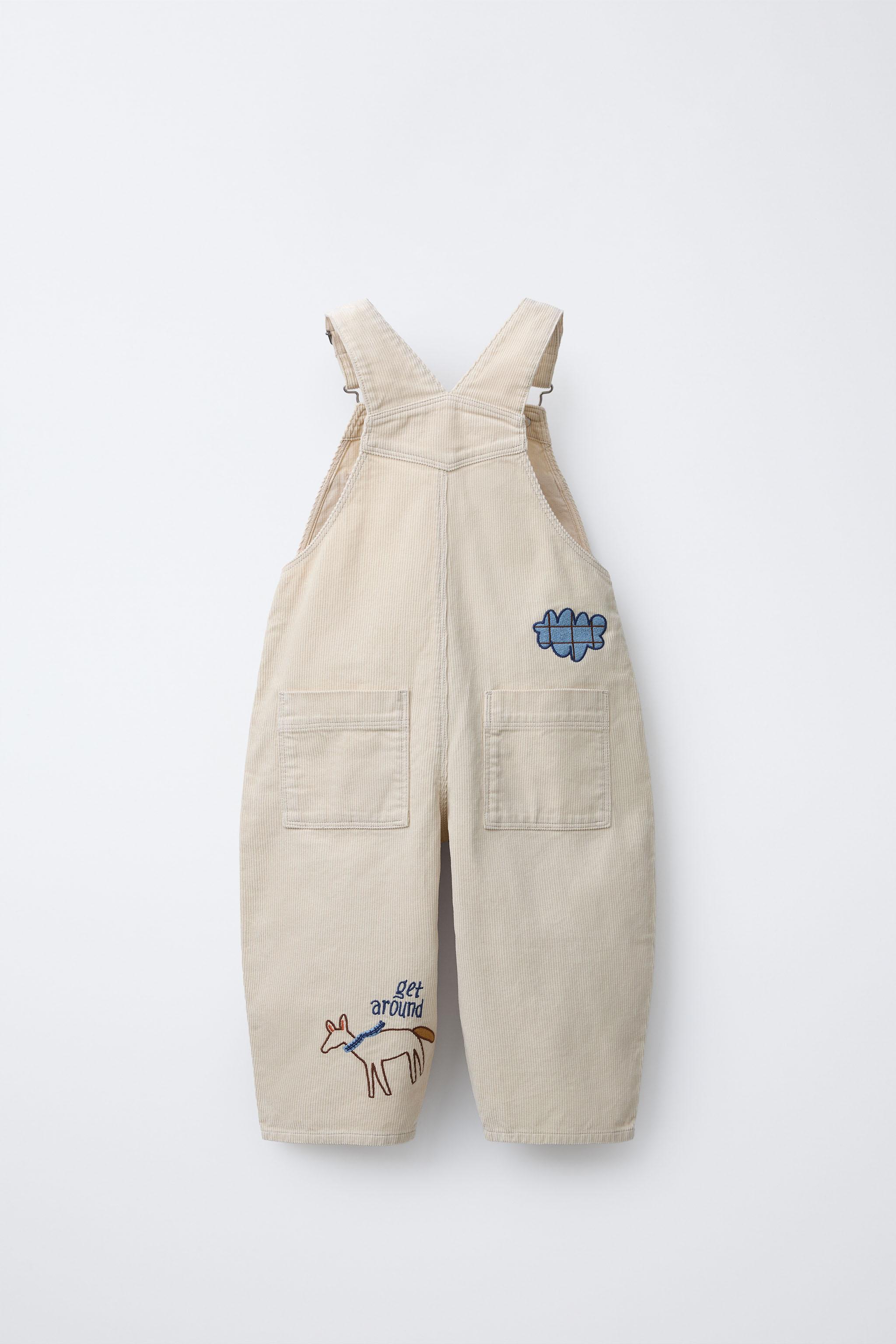 eirocori トップス EMBROIDERED CORDUROY OVERALLS - Light beige | ZARA United States