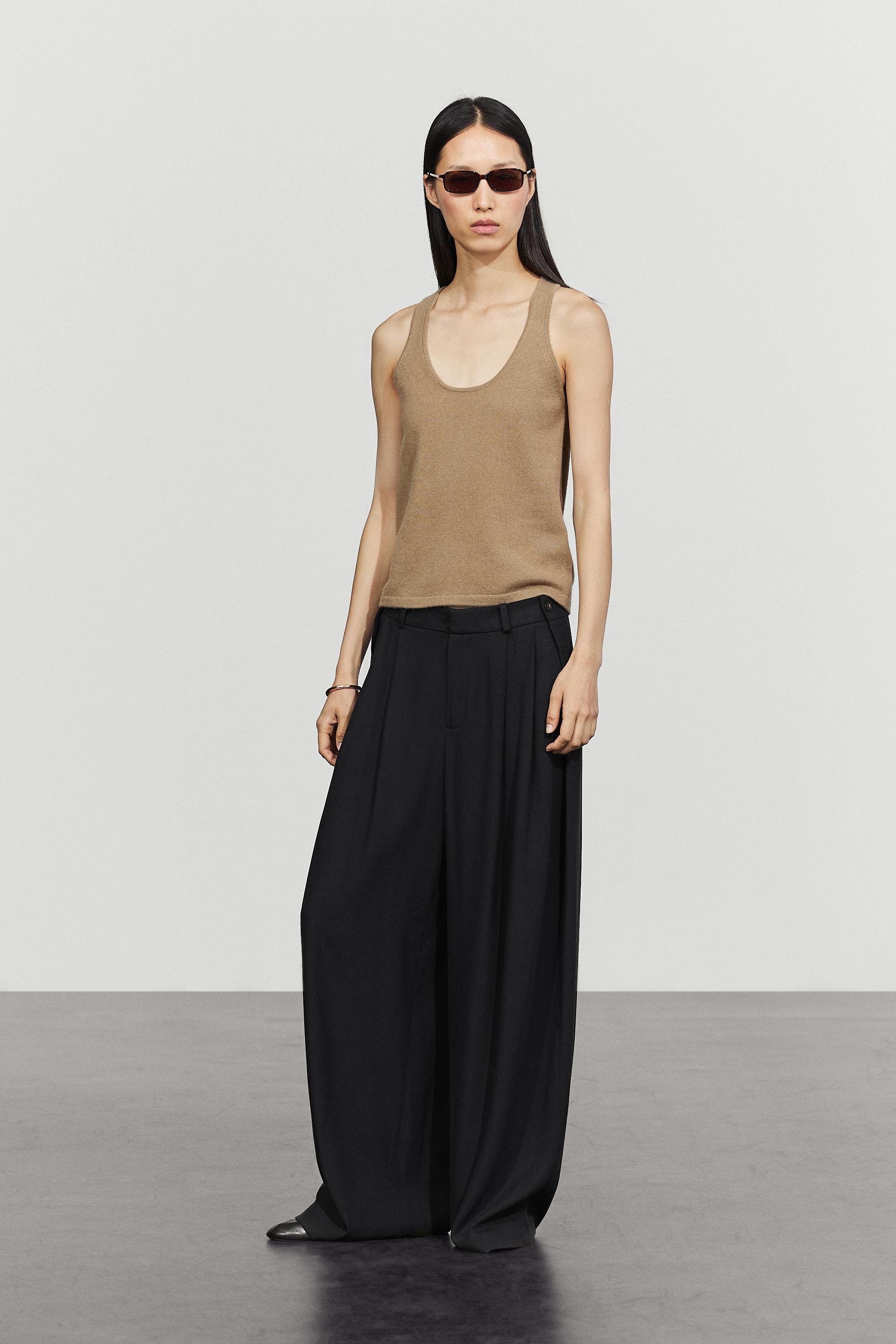 Wool blend knit round neck top
