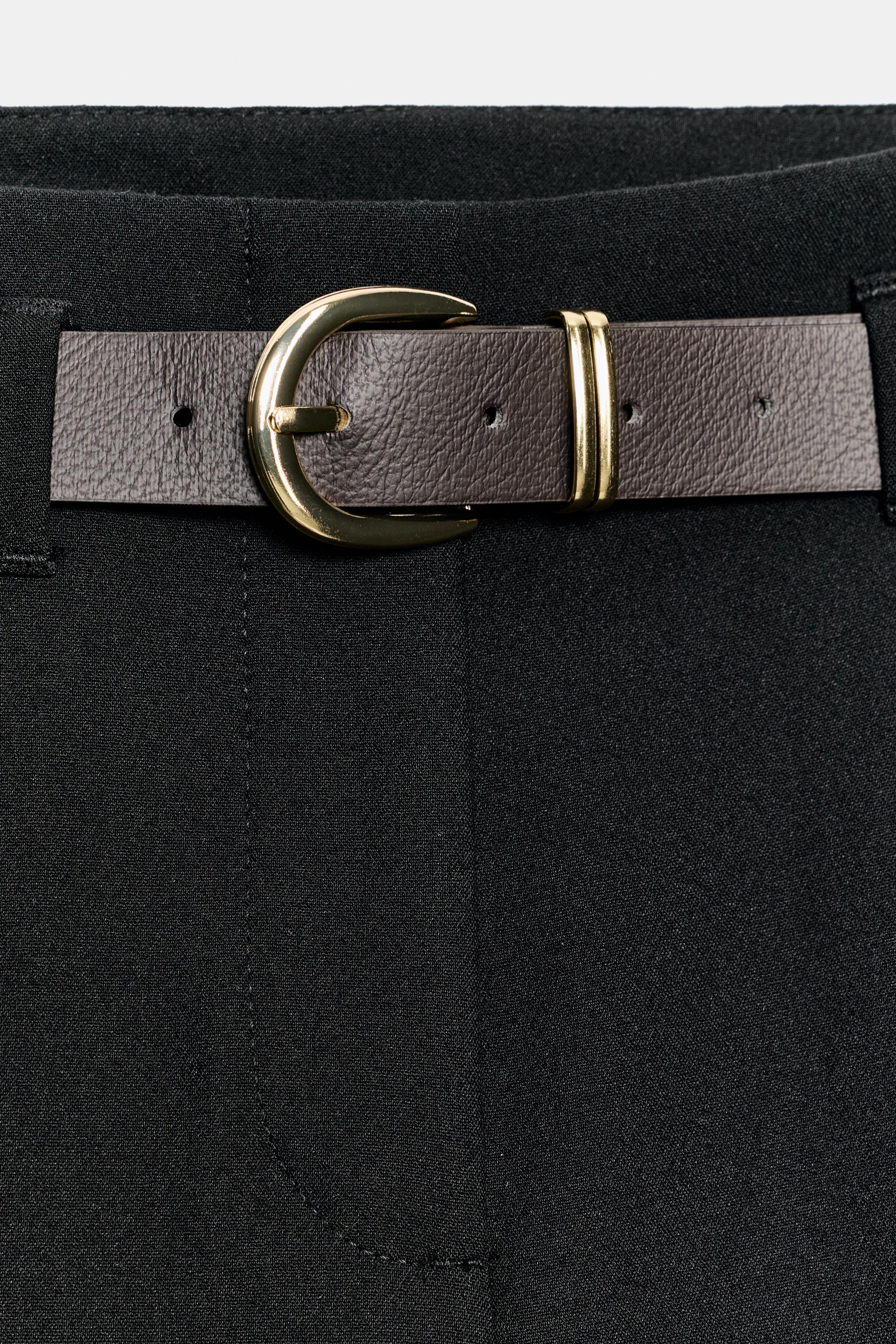 Женские брюки Zara CUFFED HEM BELTED PANTS — фото 9
