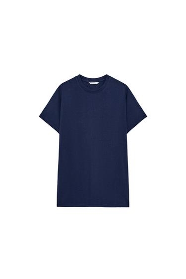 تيشرت بأكمام ساقطة - أزرق الخاص بـ Zara