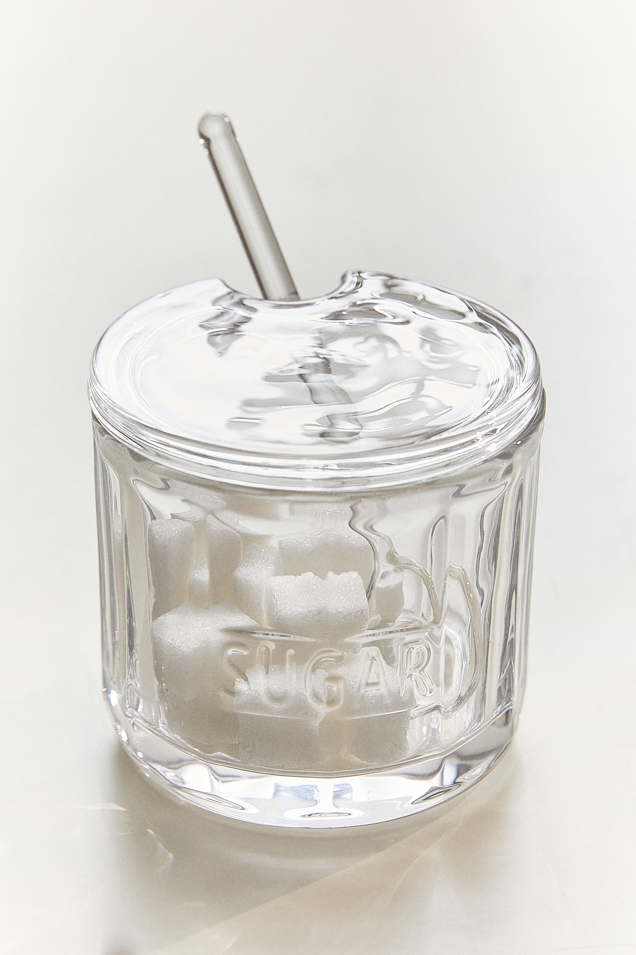 GLASS SUGAR BOWL WITH LID