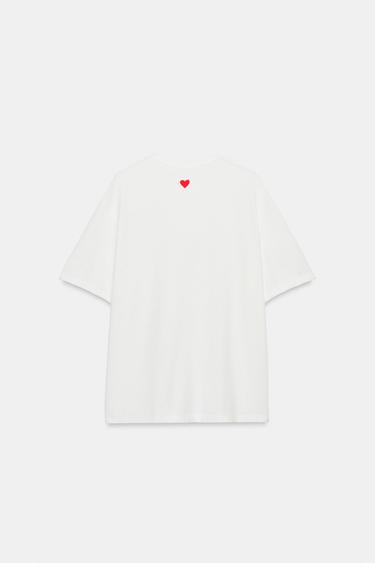 CAMISETA COM MENSAGEM E MANGA CURTA - Branco da Zara - Imagem 0