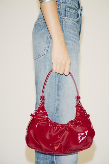 SAC FRONCÉ EFFET CRAQUELÉ - Rouge de Zara - Image 1