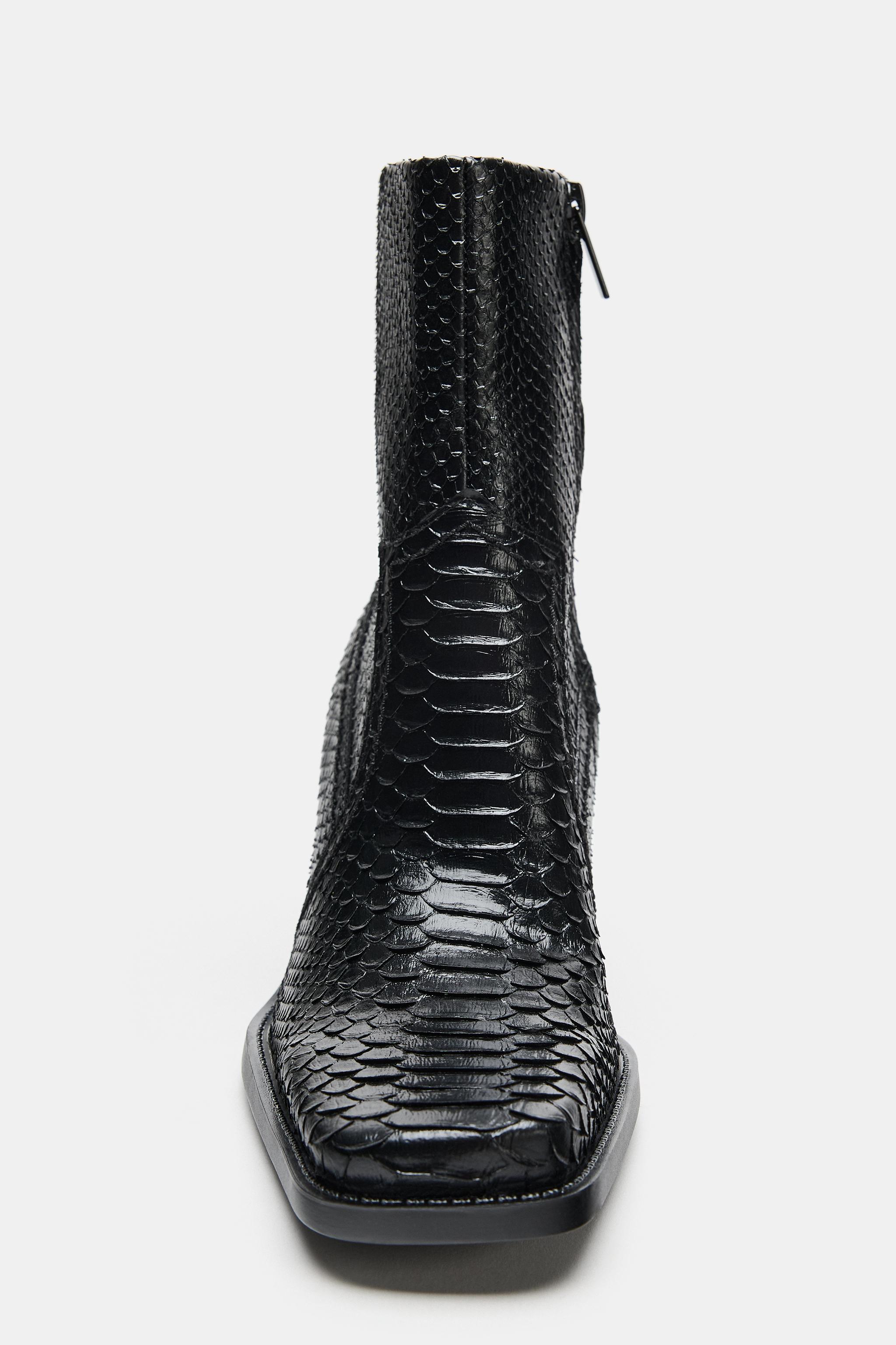 TEXTURED COWBOY ANKLE BOOTS - Black | ZARA Curaçao / Curazao