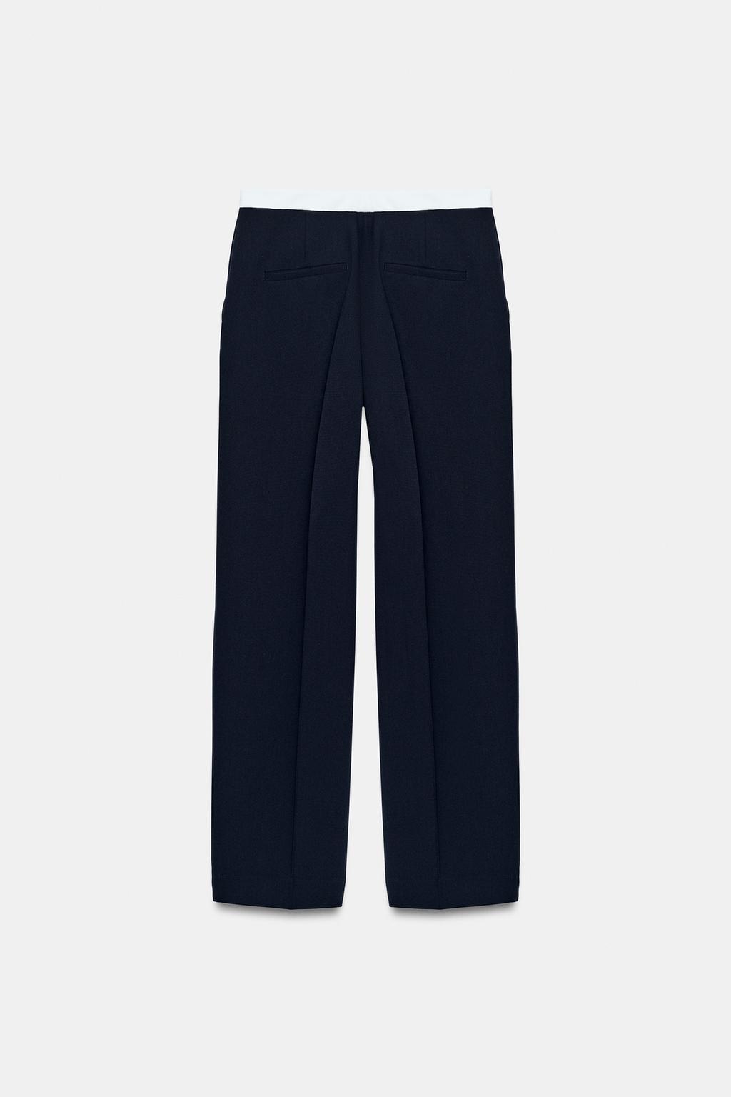 CONTRAST WAIST STRAIGHT LEG PANTS - image 2