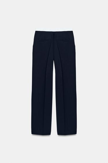PANTALONI DRETTI VITA A CONTRASTO - Blu Marino di Zara